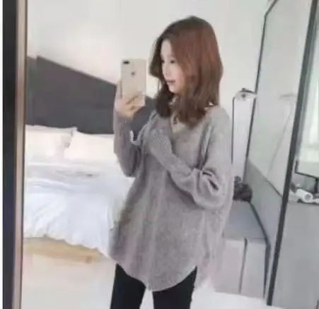 Women V-Neck Lazy Sweater Cotton 2023 Winter - Image 5