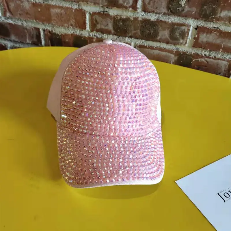 Women's Spring Diamond Hats Pink Black Korean Style - Image 4