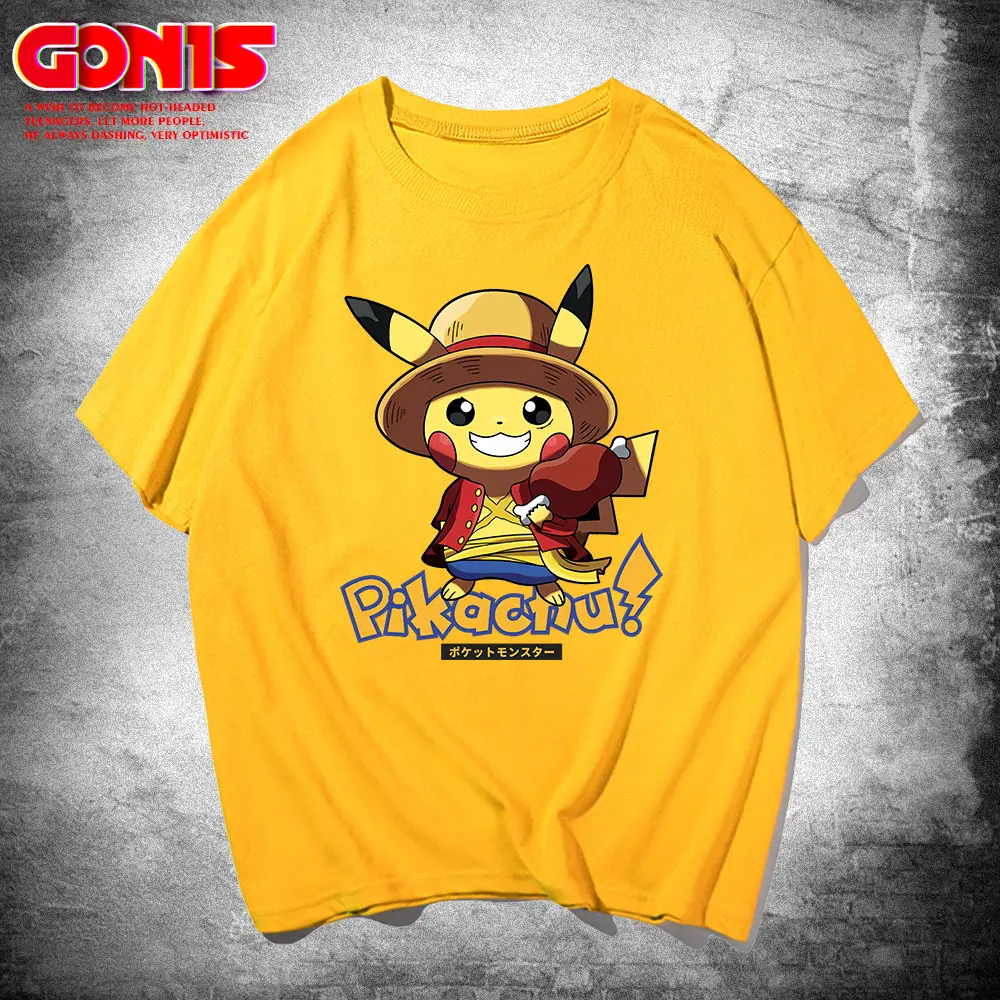 Pikachu Luffy Green T-Shirt for Men Women - Image 9