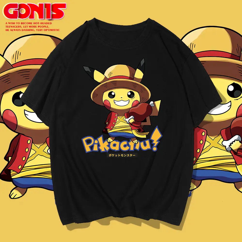 Pikachu Luffy Green T-Shirt for Men Women - Image 10