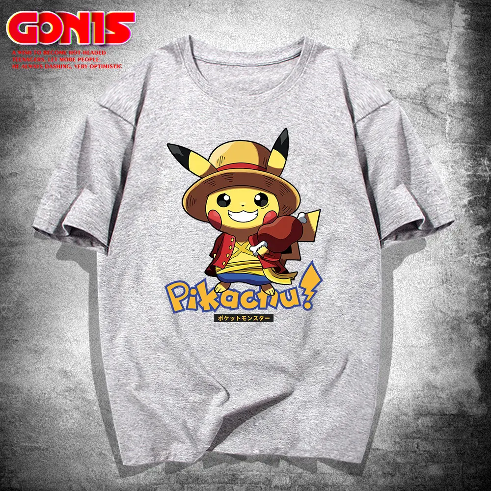 Pikachu Luffy Green T-Shirt for Men Women - Image 7