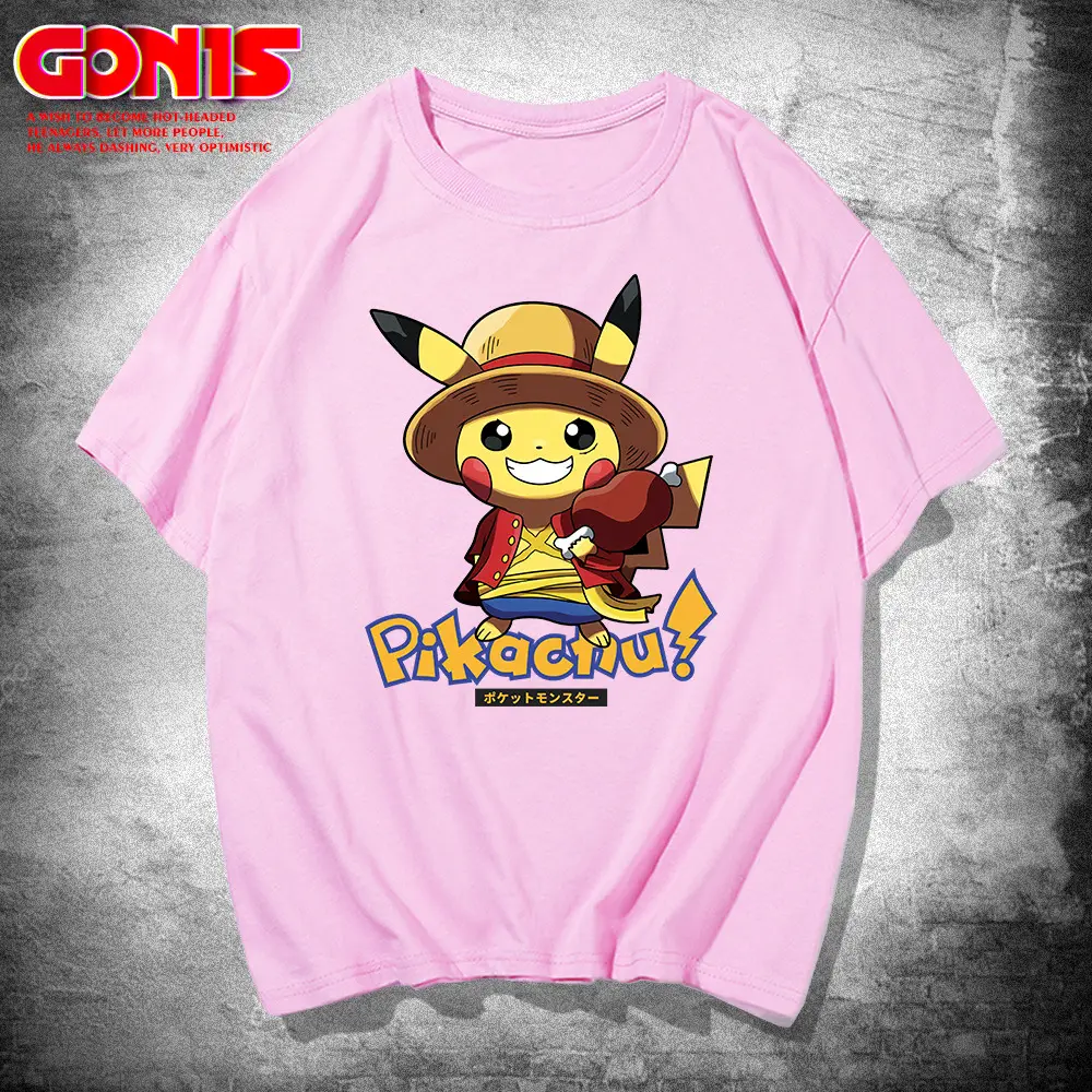 Pikachu Luffy Green T-Shirt for Men Women - Image 8