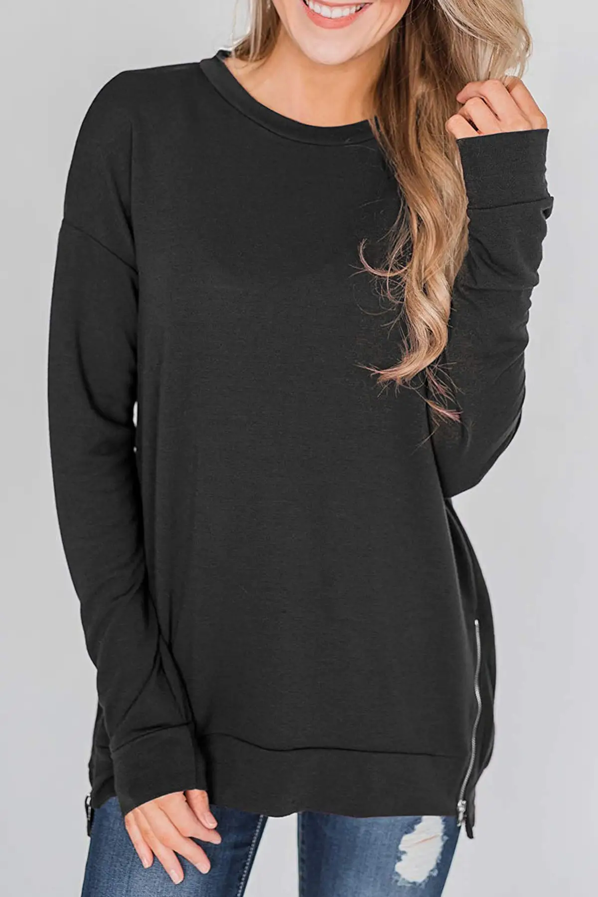 Women's Cross-Body Long Sleeve Sweater Purple - Image 7