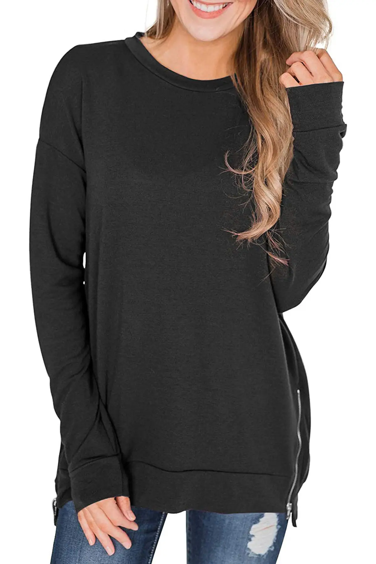 Women's Cross-Body Long Sleeve Sweater Purple - Image 3