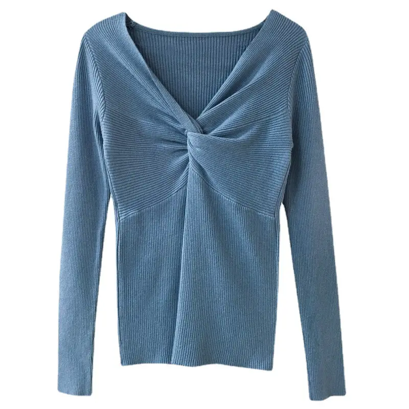 Long Sleeve V Neck Sweater Top for Women - Image 18