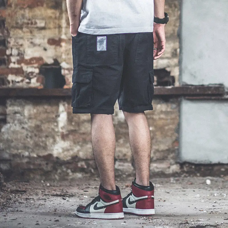 Men's Yu Wenle Pocket Hip-Hop Shorts Black Red - Image 6