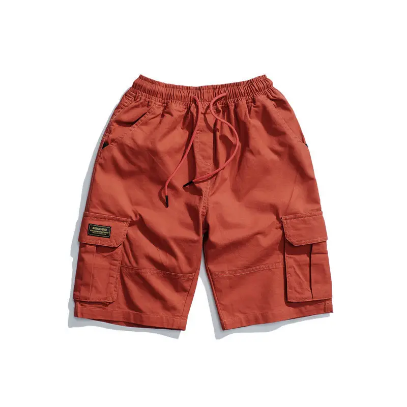 Men's Yu Wenle Pocket Hip-Hop Shorts Black Red - Image 7