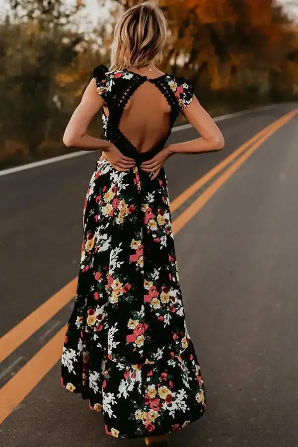 White Floral Sleeveless Asymmetrical Dress - Image 5