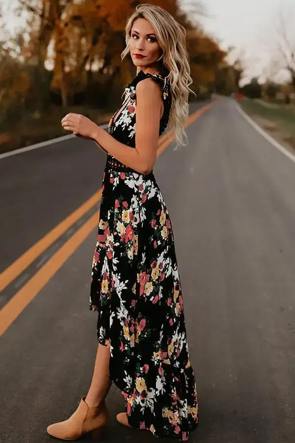 White Floral Sleeveless Asymmetrical Dress — feature 4