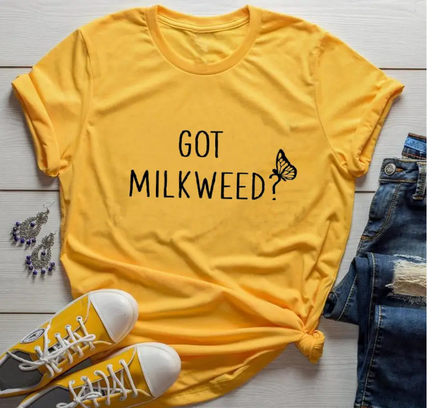 Yellow T-Shirt "Got Milkweed" for Men Women - Image 5