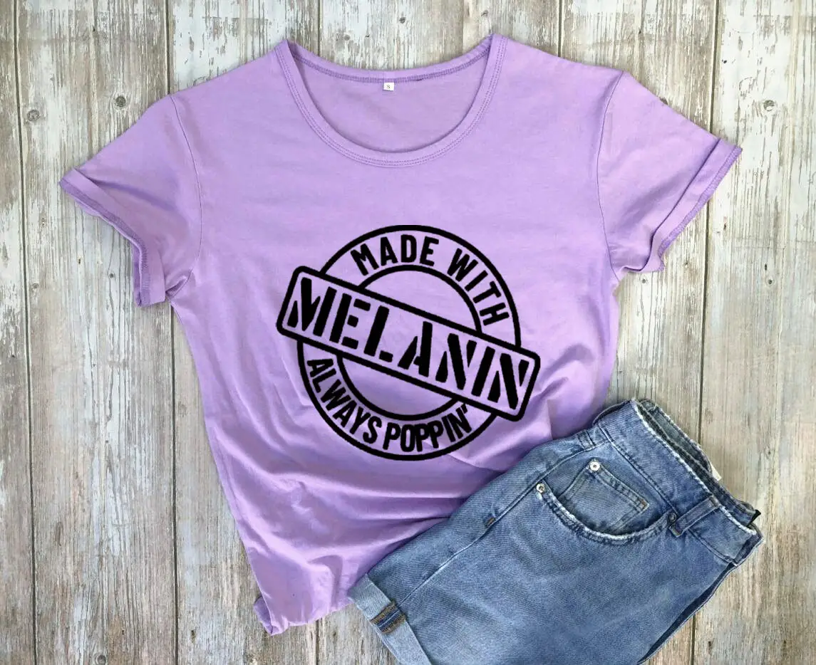 Melanin Always Poppin Men Women T-Shirt Grey