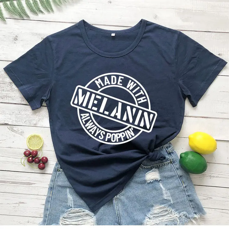 Melanin Always Poppin Men Women T-Shirt Grey