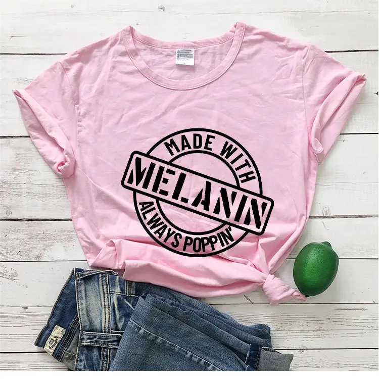 Melanin Always Poppin Men Women T-Shirt Grey
