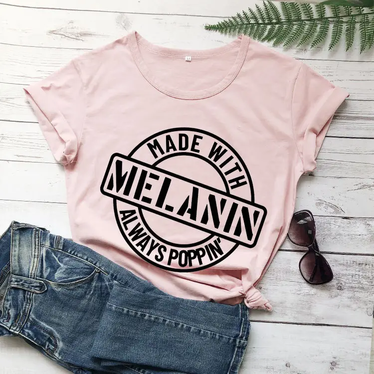 Melanin Always Poppin Men Women T-Shirt Grey