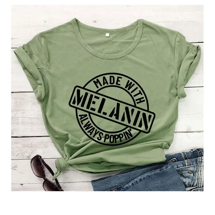 Melanin Always Poppin Men Women T-Shirt Grey