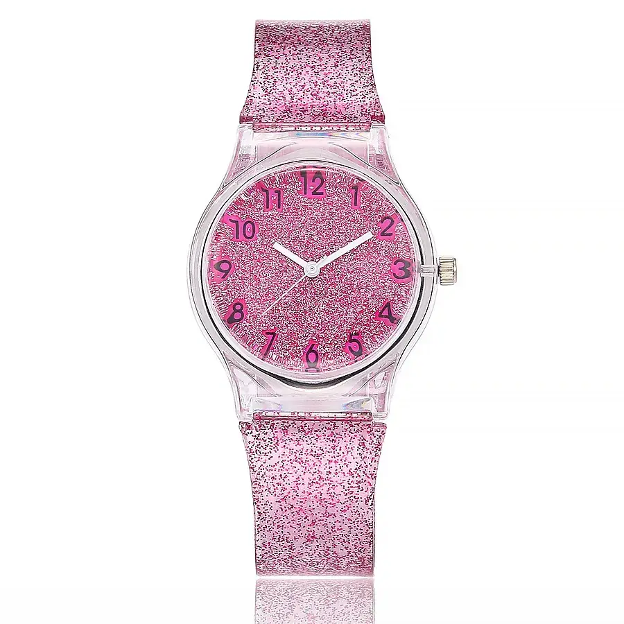 Green Glitter Women's Quartz Watch with Transparent Strap - Image 6