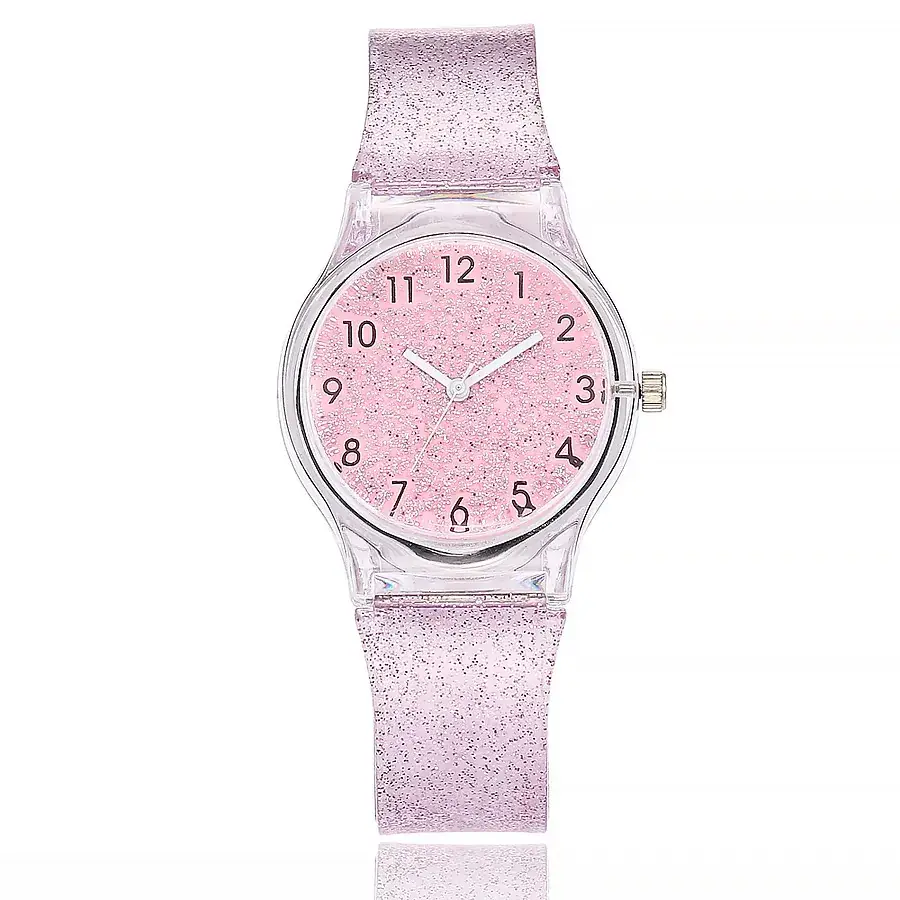 Green Glitter Women's Quartz Watch with Transparent Strap - Image 7