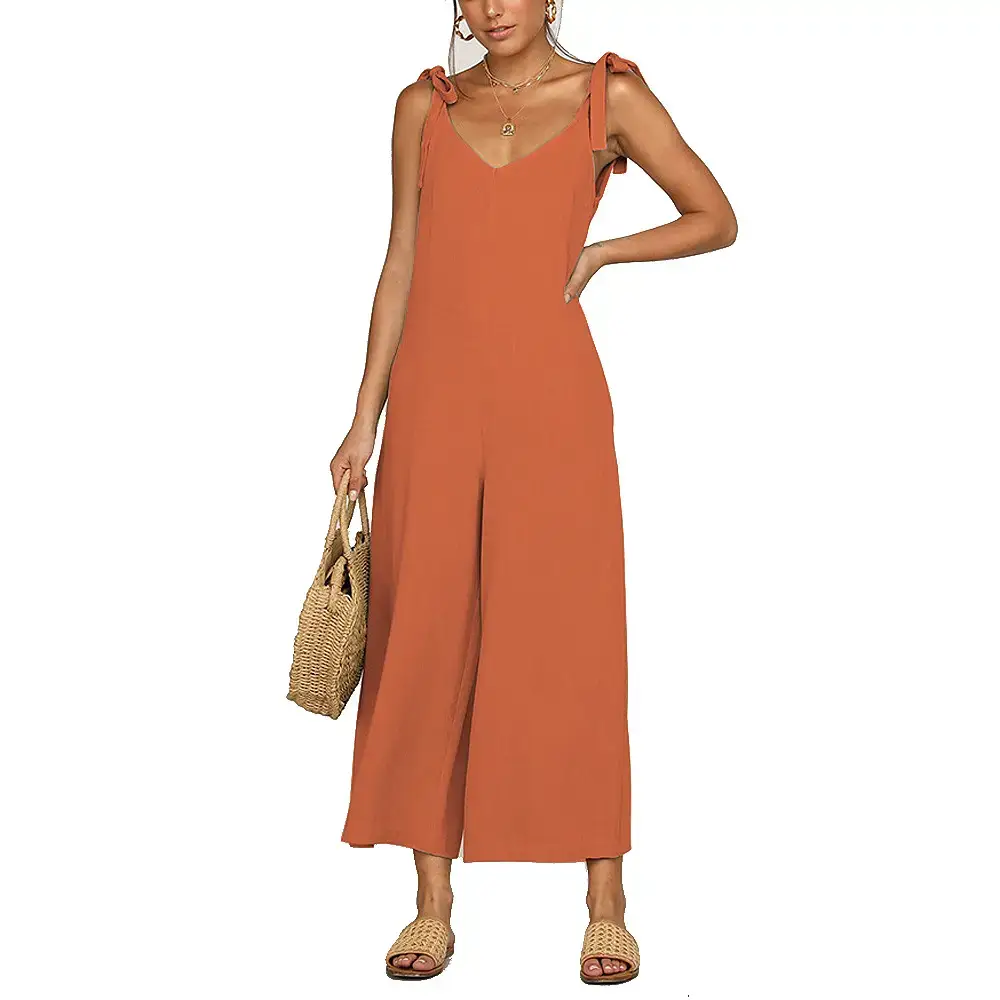 Women Yellow Cropped Jumpsuit Bow Suspender Set — feature 14