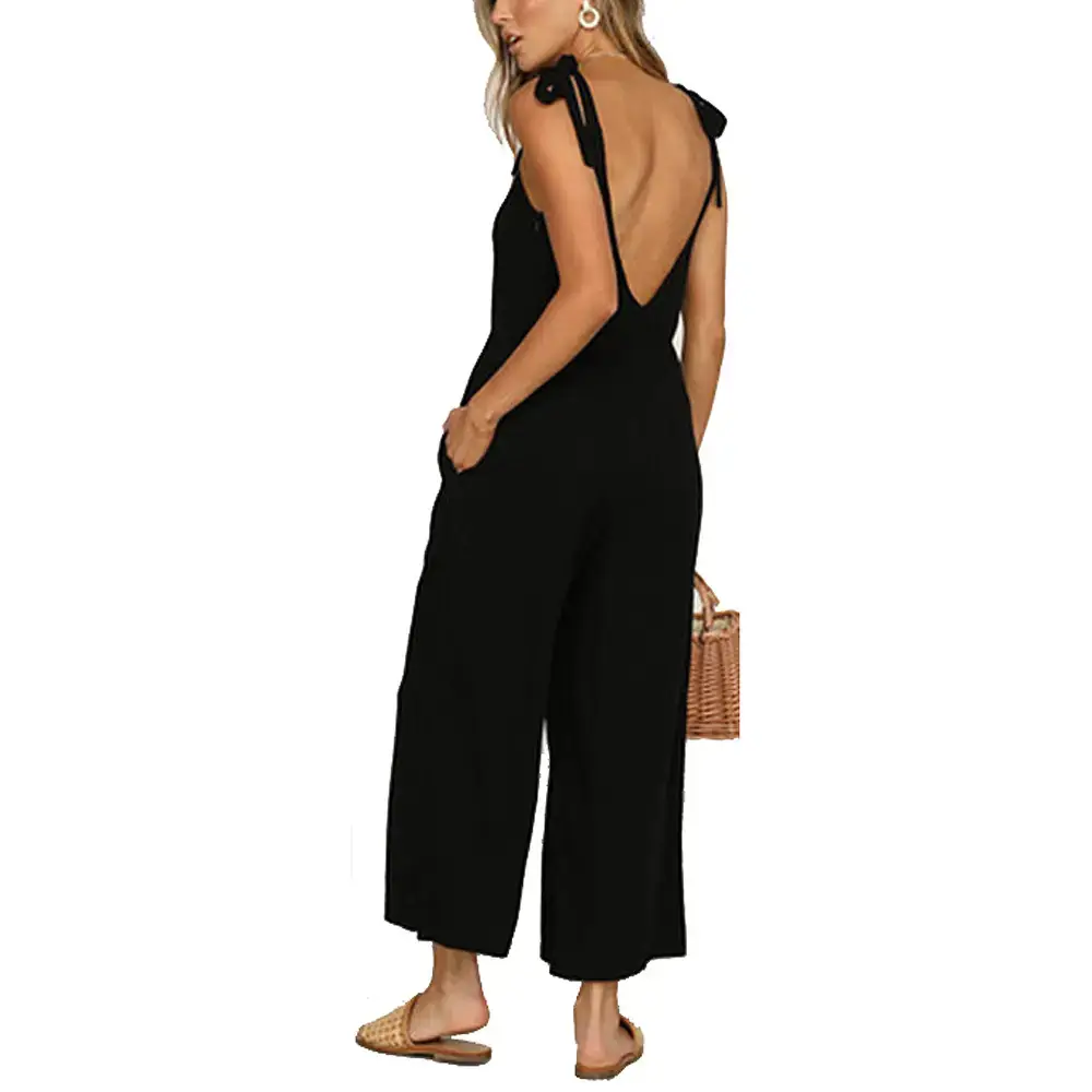Women Yellow Cropped Jumpsuit Bow Suspender Set — feature 17