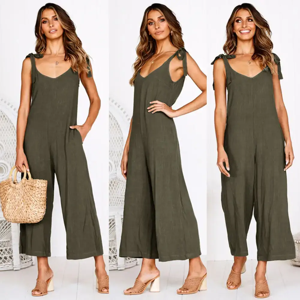 Women Yellow Cropped Jumpsuit Bow Suspender Set - Image 4