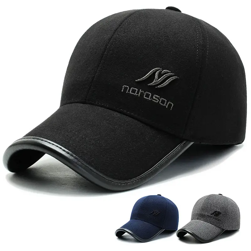 Men Wool Cap Black Winter Warm Ear Protection - Image 3