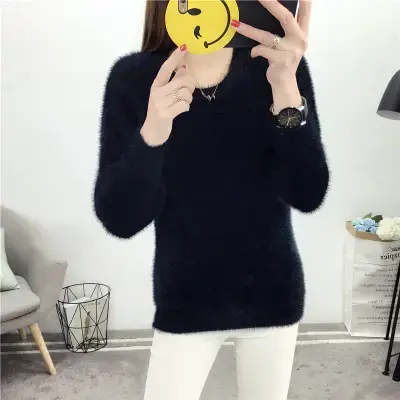 2025 Korean Style Pink Mink Sweater for Women