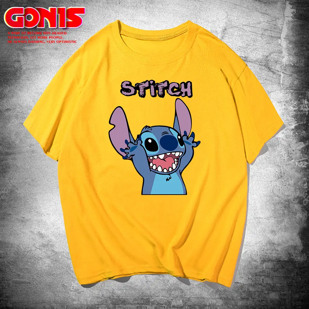 Men Summer Cartoon T-Shirt Yellow Star Trek Stitch - Image 3