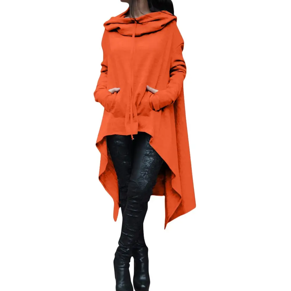 Orange Long Hooded Sweater for Women Winter - Image 14