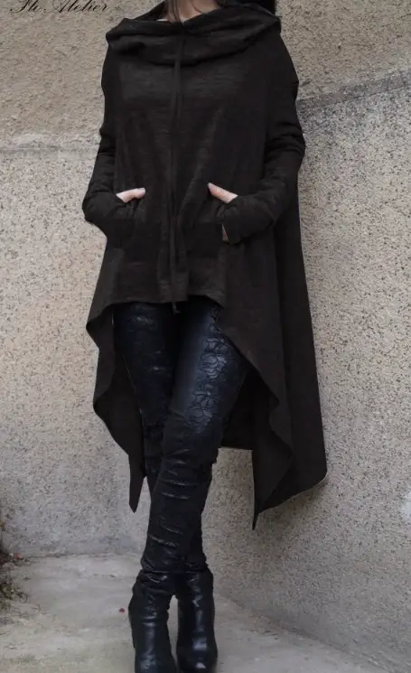 Orange Long Hooded Sweater for Women Winter — feature 5