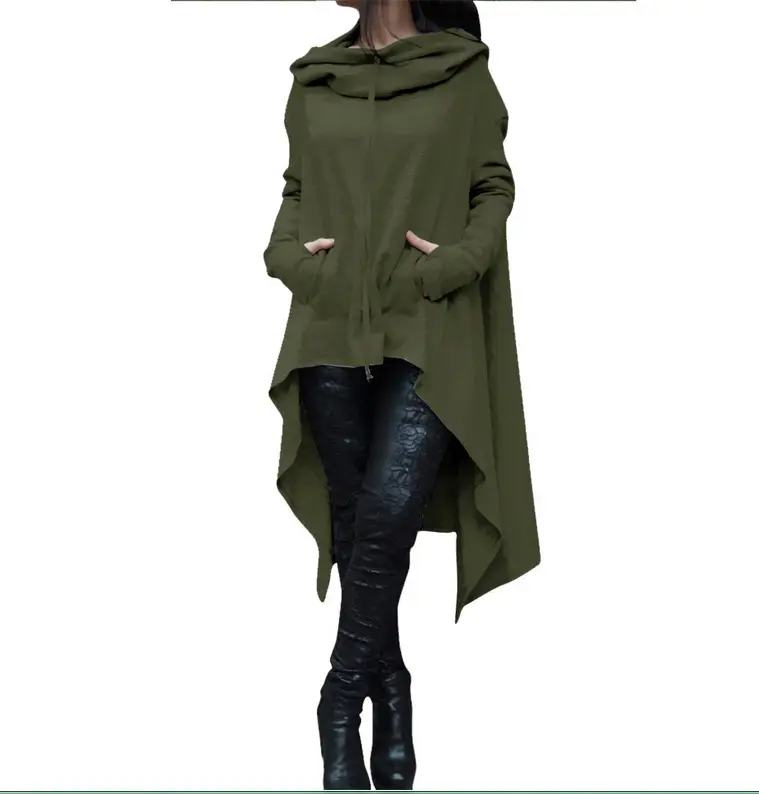 Orange Long Hooded Sweater for Women Winter - Image 3