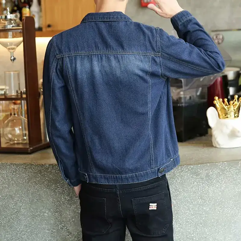 Men's Slim Fit Blue Denim Jacket 2019 Spring - Image 5