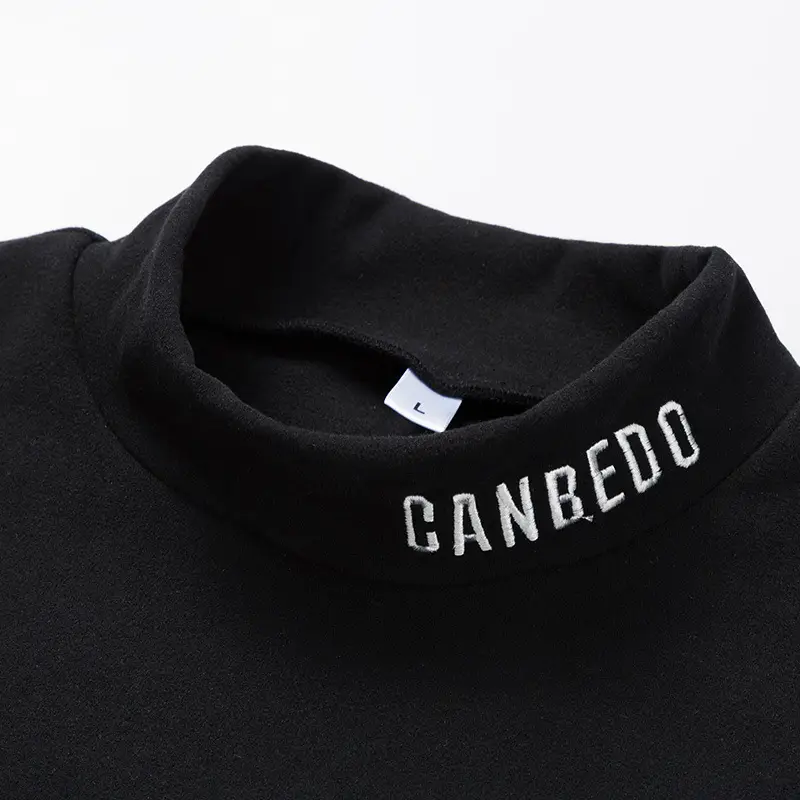 Men Velvet Long Sleeve T-Shirt with Letter Embroidery