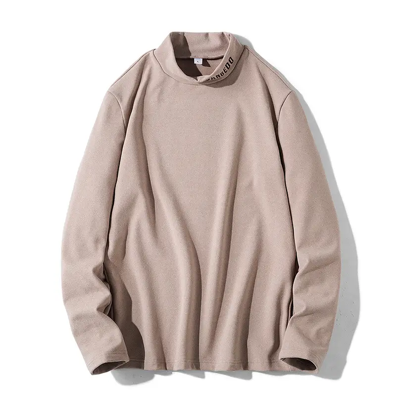 Men Velvet Long Sleeve T-Shirt with Letter Embroidery