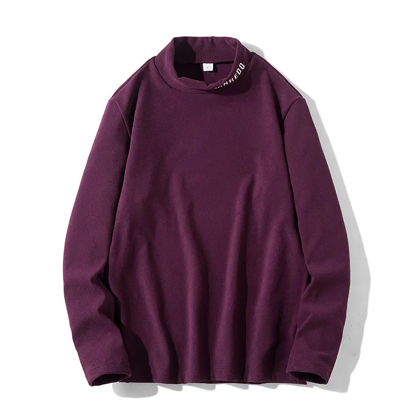 Men Velvet Long Sleeve T-Shirt with Letter Embroidery