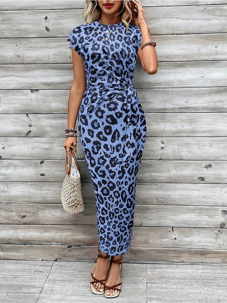 Women's Yellow Waist Tie Dress Summer Wear - Image 25