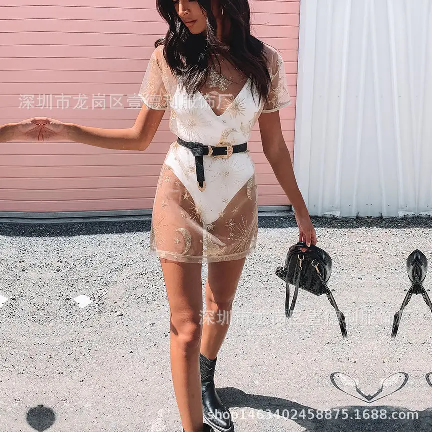 2021 Export Sexy See-Through Mesh Skirt Sunscreen T-Shirt for Women - Image 3