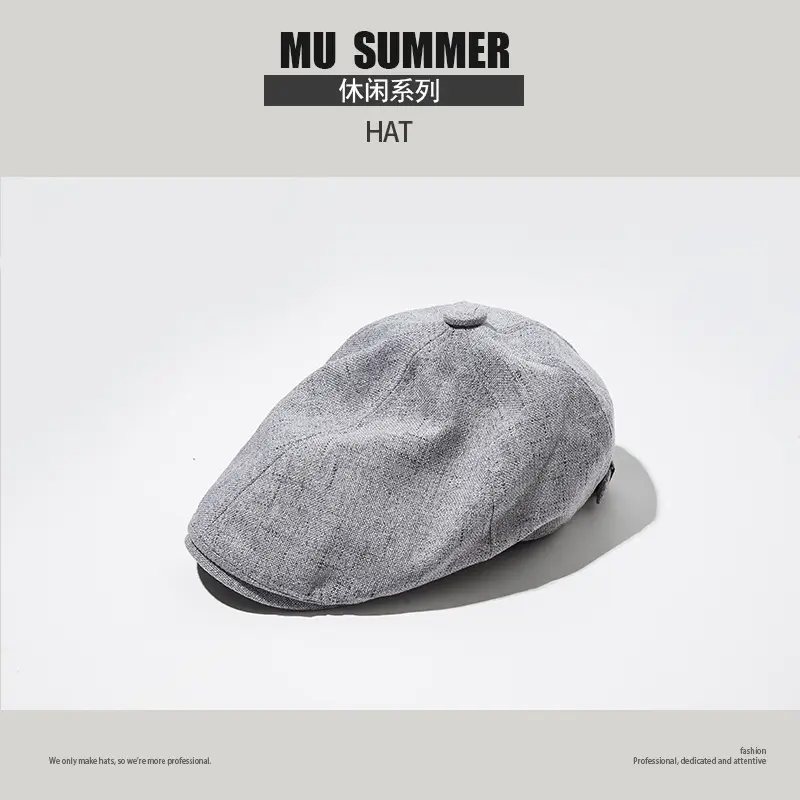 Women Linen Sunscreen Cap Gray Artistic Youth Forward - Image 6