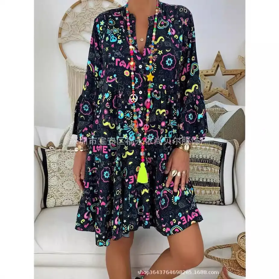 Pink Ruffled V-Neck Plus Size Dress Multi-Color - Image 20
