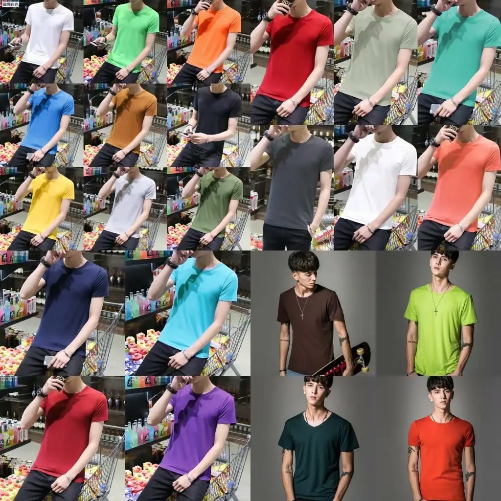 Men Red Solid T-Shirt Large 24 - Image 25
