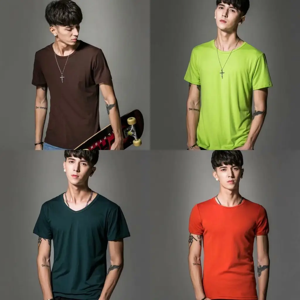 Men Red Solid T-Shirt Large 24 - Image 29