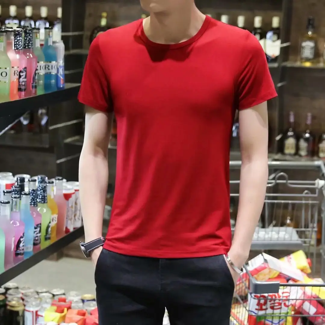 Men Red Solid T-Shirt Large 24 - Image 12