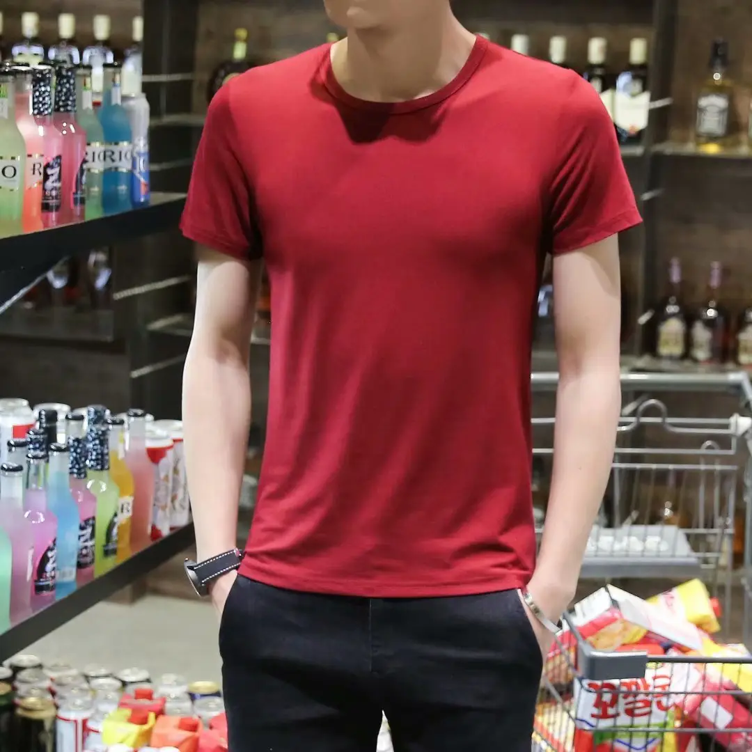 Men Red Solid T-Shirt Large 24 - Image 15