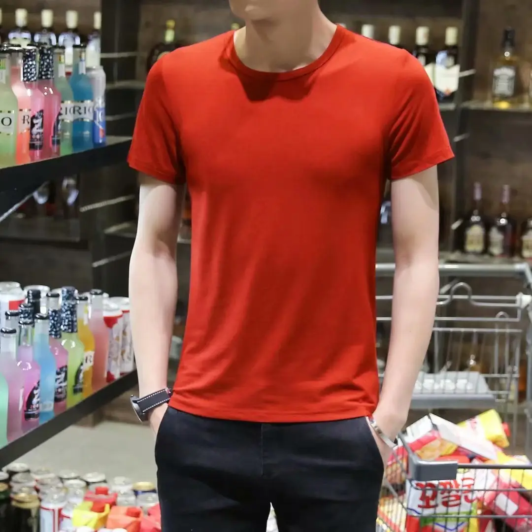 Men Red Solid T-Shirt Large 24 - Image 24