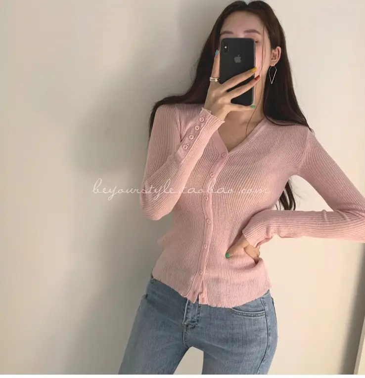 Mint Green Knit Button Cardigan for Women — feature 10