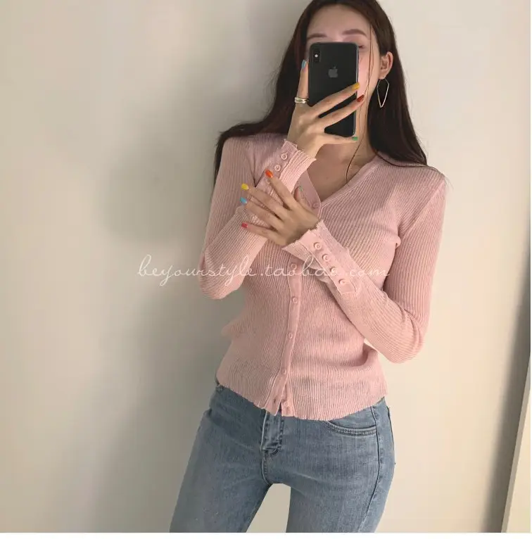 Mint Green Knit Button Cardigan for Women — feature 11