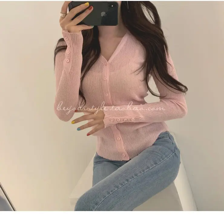 Mint Green Knit Button Cardigan for Women — feature 12