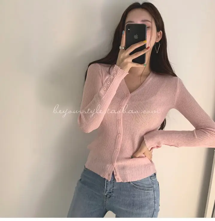 Mint Green Knit Button Cardigan for Women — feature 13