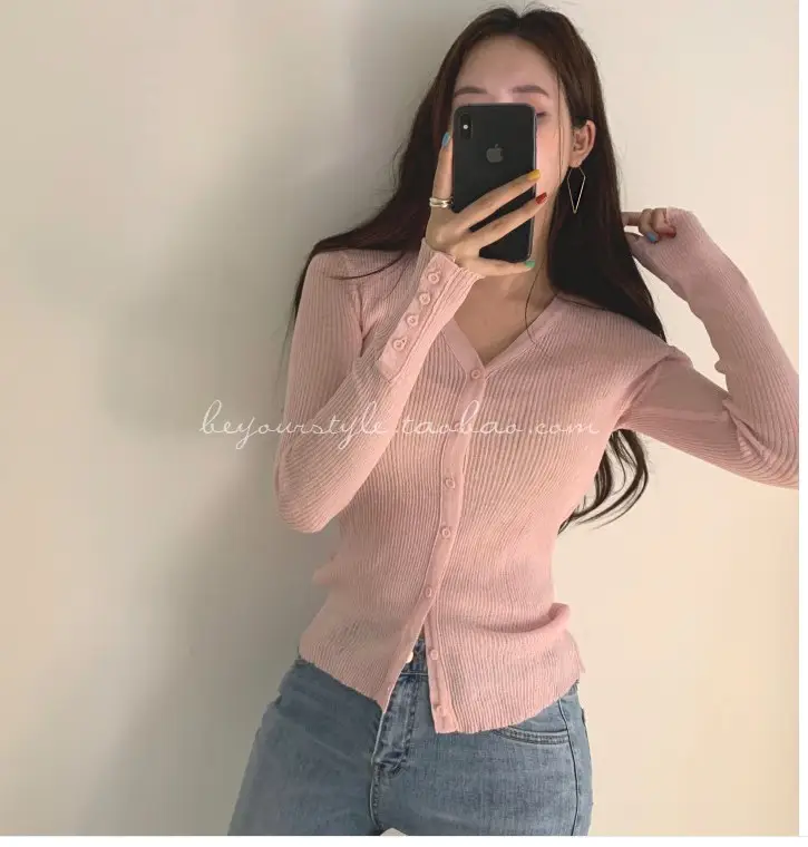 Mint Green Knit Button Cardigan for Women — feature 14