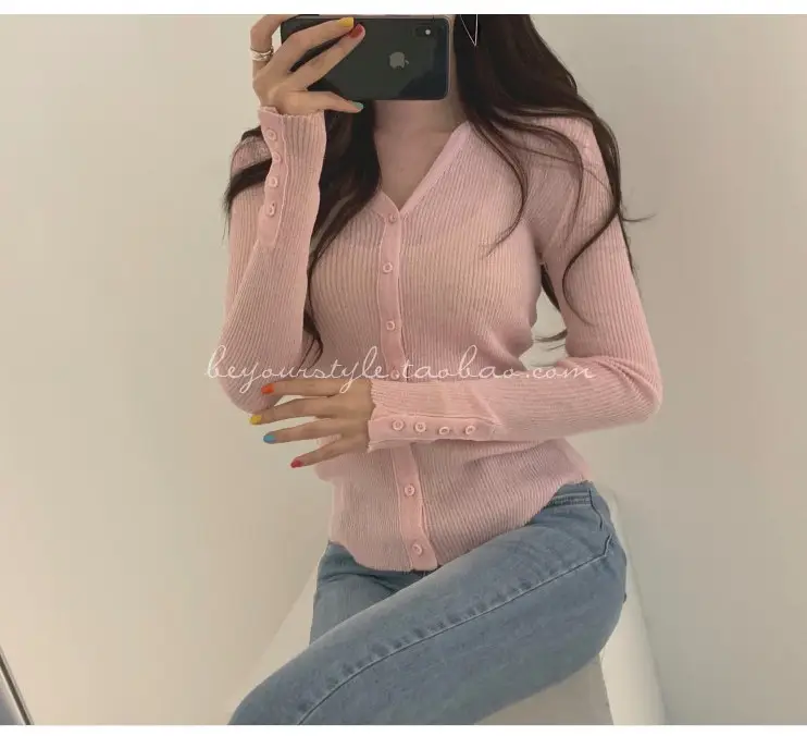 Mint Green Knit Button Cardigan for Women — feature 15