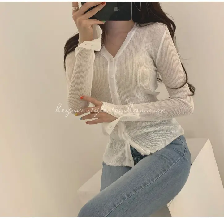 Mint Green Knit Button Cardigan for Women — feature 17